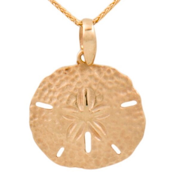 NA HOKU 14K 585 YELLOW GOLD SAND DOLLAR PENDANT NECKLACE